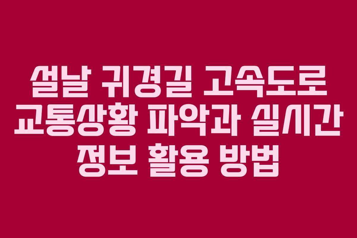 설날 귀경길 고속도로 교통상황 파악과 실시간 정보 활용 방법