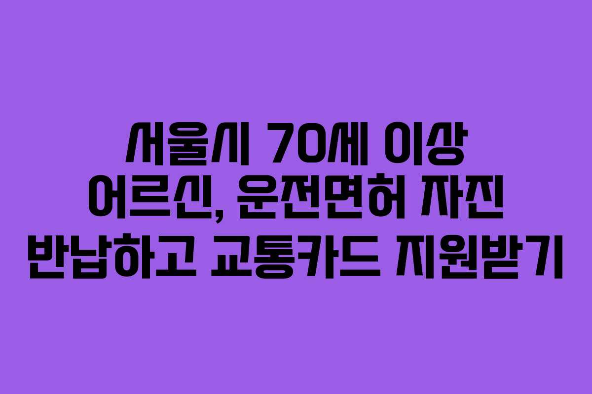서울시 70세 이상 어르신, 운전면허 자진 반납하고 교통카드 지원받기