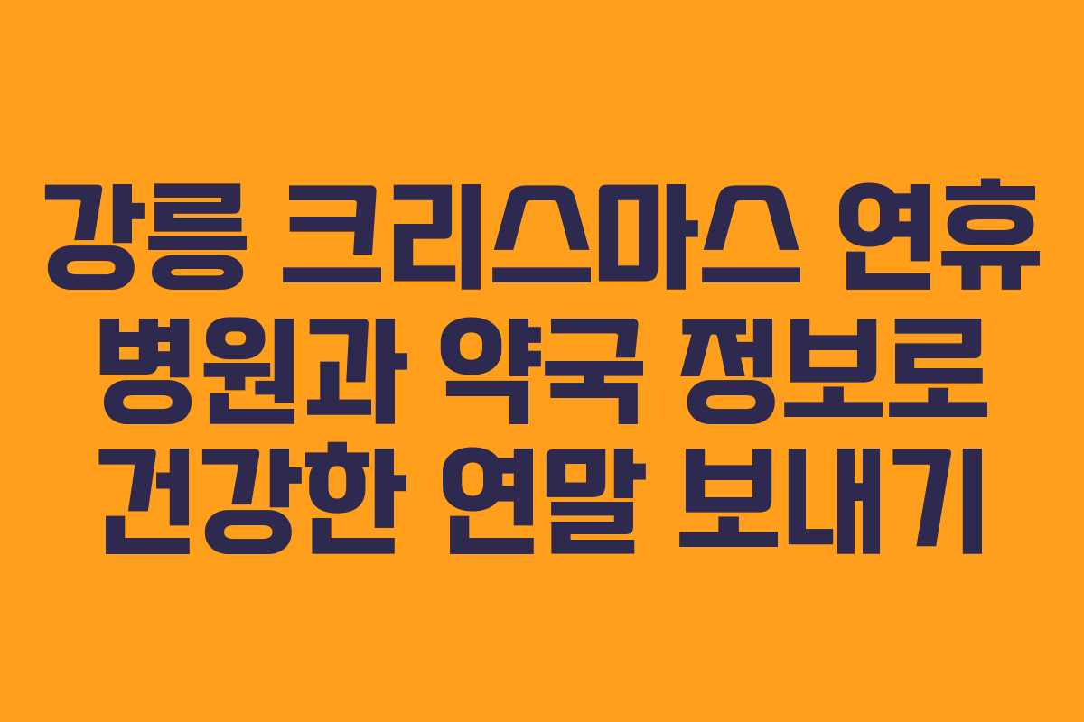 강릉 크리스마스 연휴 병원과 약국 정보로 건강한 연말 보내기