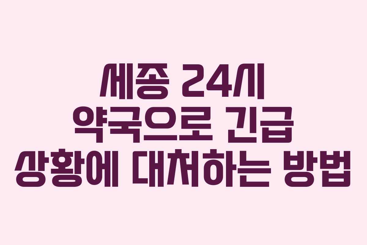 세종 24시 약국으로 긴급 상황에 대처하는 방법