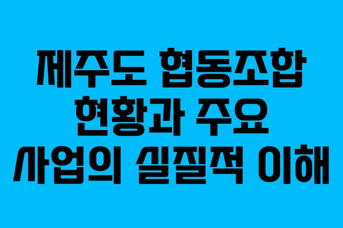 제주도 협동조합 현황과 주요 사업의 실질적 이해