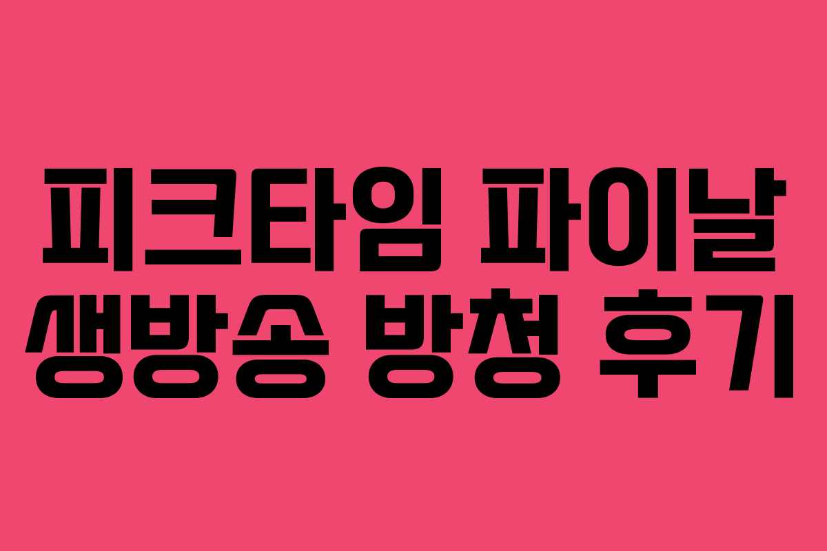 피크타임 파이날 생방송 방청 후기