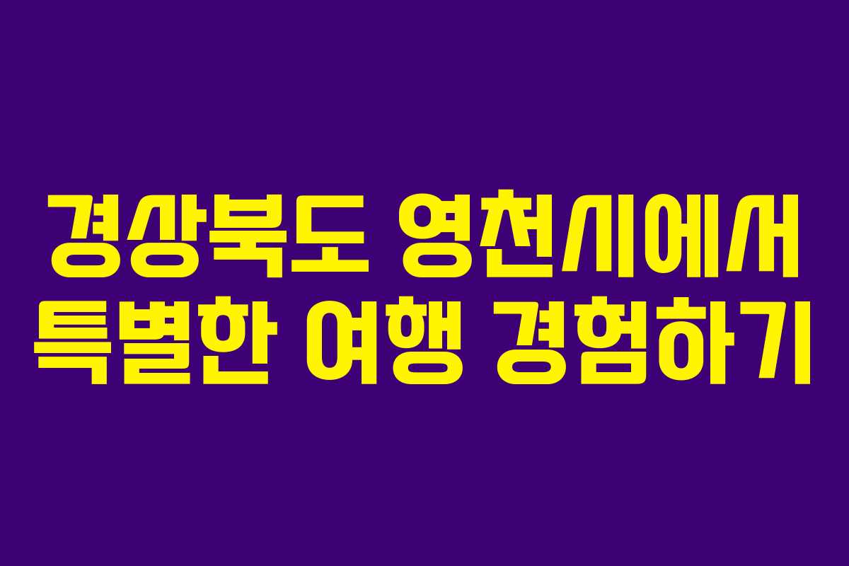 경상북도 영천시에서 특별한 여행 경험하기
