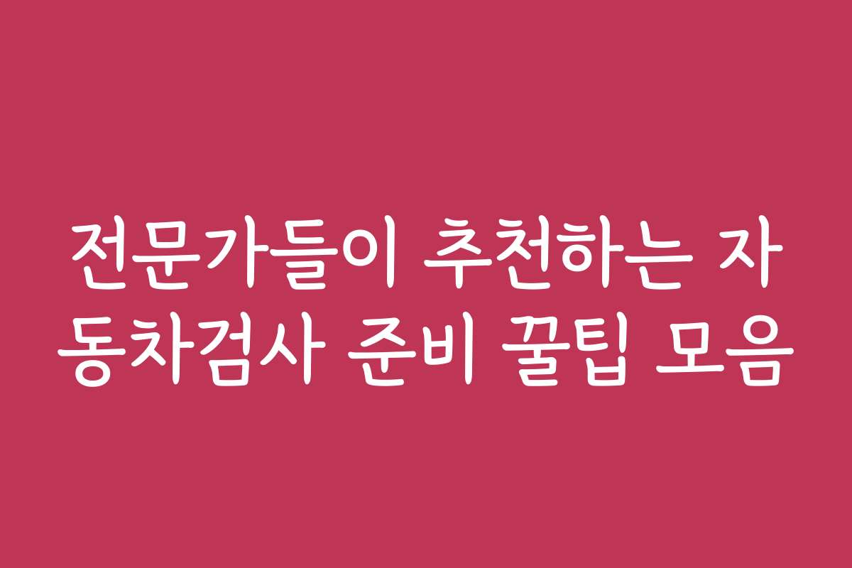 전문가들이 추천하는 자동차검사 준비 꿀팁 모음