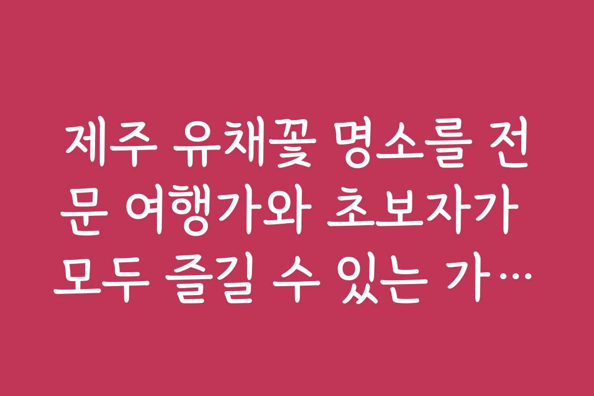 제주 유채꽃 명소를 전문 여행가와 초보자가 모두 즐길 수 있는 가이드