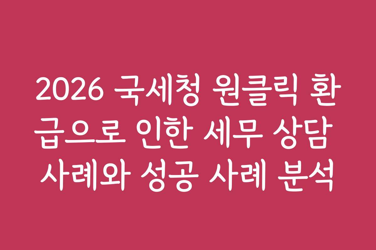 2026 국세청 원클릭 환급으로 인한 세무 상담 사례와 성공 사례 분석