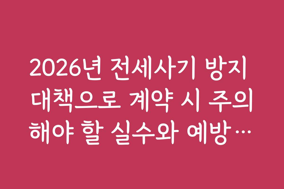 2026년 전세사기 방지 대책으로 계약 시 주의해야 할 실수와 예방법을 알려드립니다