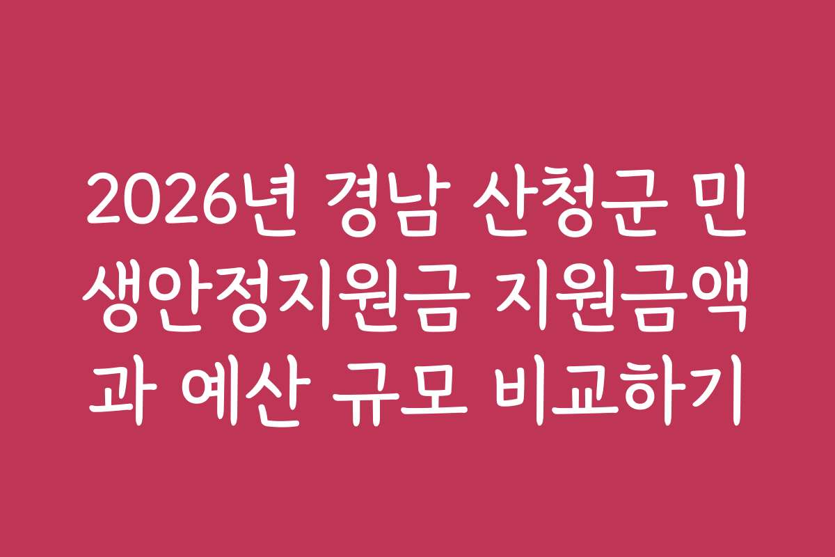 2026년 경남 산청군 민생안정지원금 지원금액과 예산 규모 비교하기