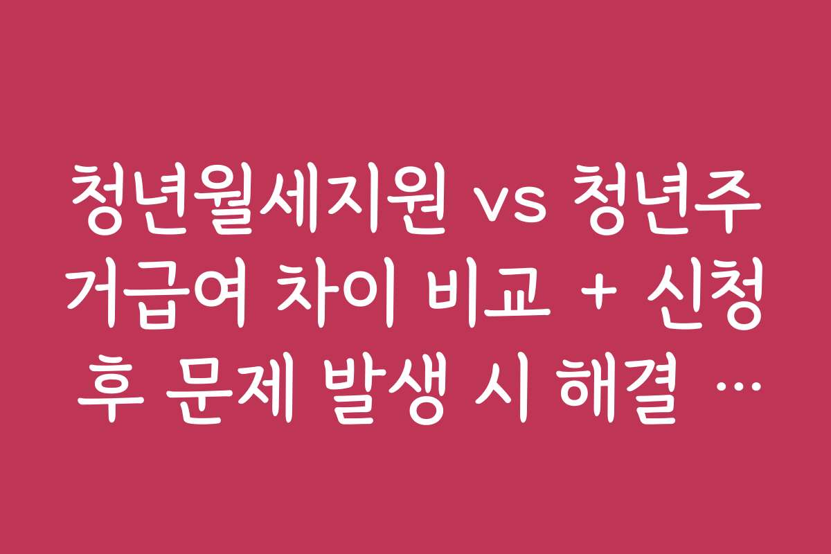 청년월세지원 vs 청년주거급여 차이 비교 + 신청 후 문제 발생 시 해결 방법