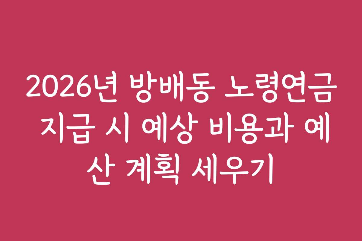 2026년 방배동 노령연금 지급 시 예상 비용과 예산 계획 세우기