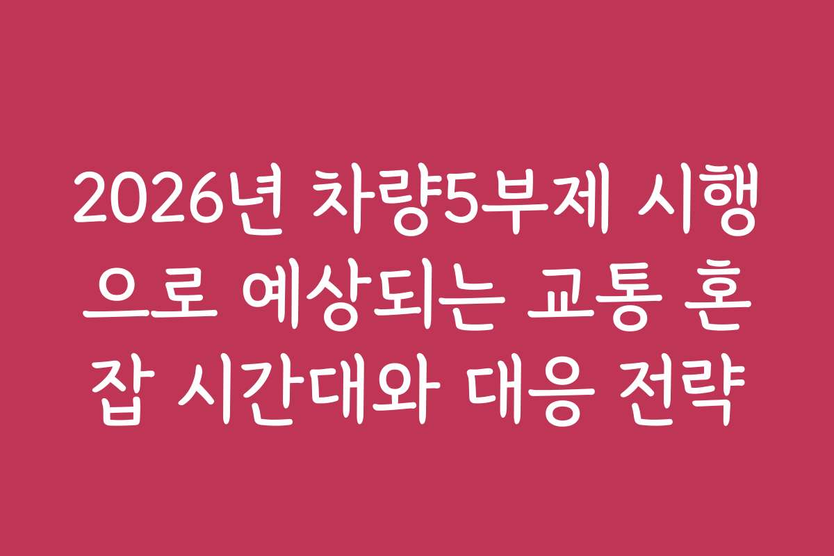 2026년 차량5부제 시행으로 예상되는 교통 혼잡 시간대와 대응 전략 2026년 차량5부제 시행으로 예상되는 교통 혼잡 시간대와 대응 전략