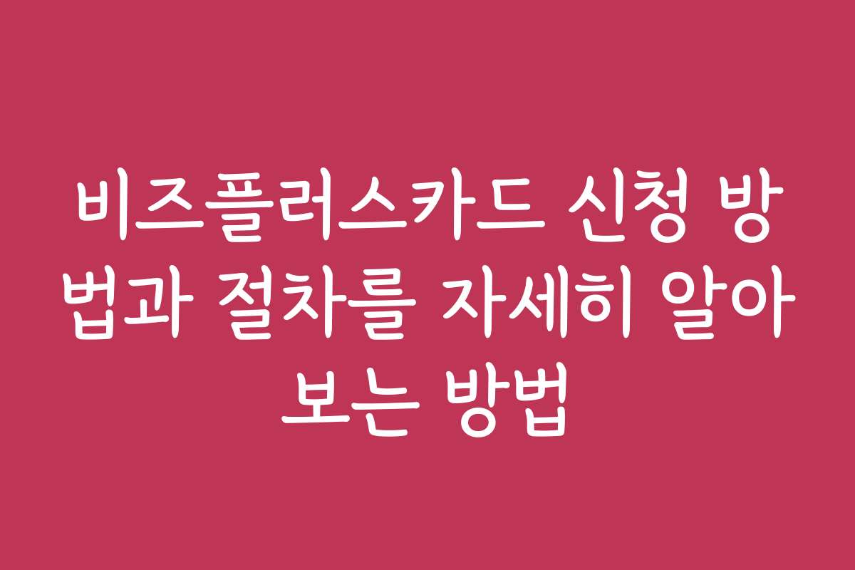 비즈플러스카드 신청 방법과 절차를 자세히 알아보는 방법 비즈플러스카드 신청 방법과 절차를 자세히 알아보는 방법