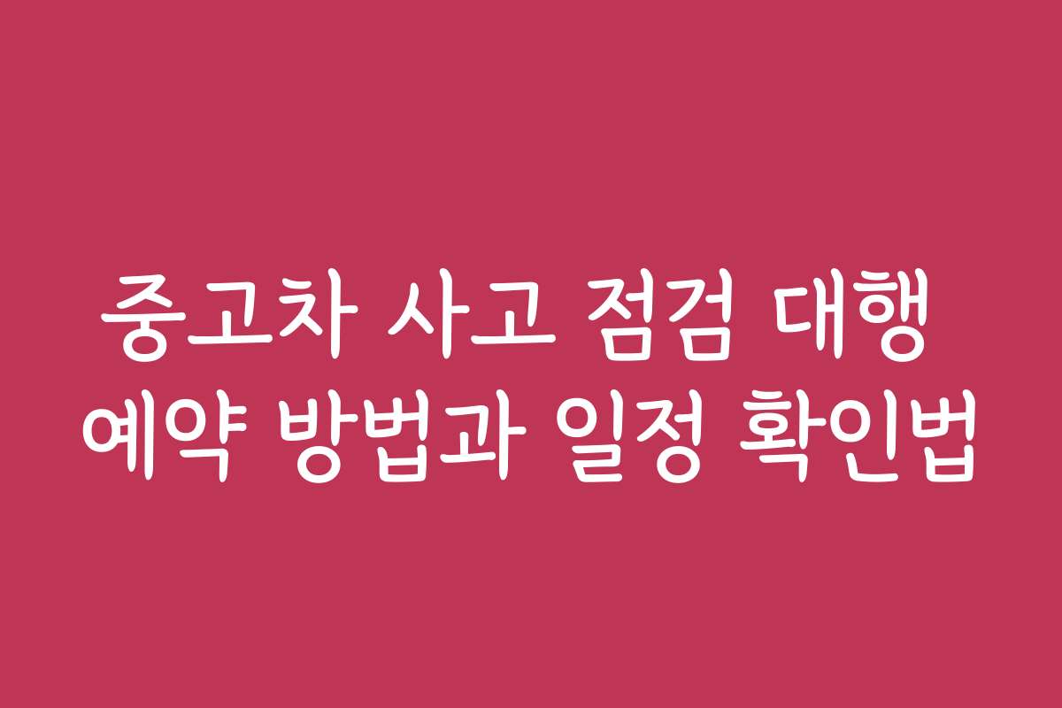 중고차 사고 점검 대행 예약 방법과 일정 확인법 중고차 사고 점검 대행 예약 방법과 일정 확인법