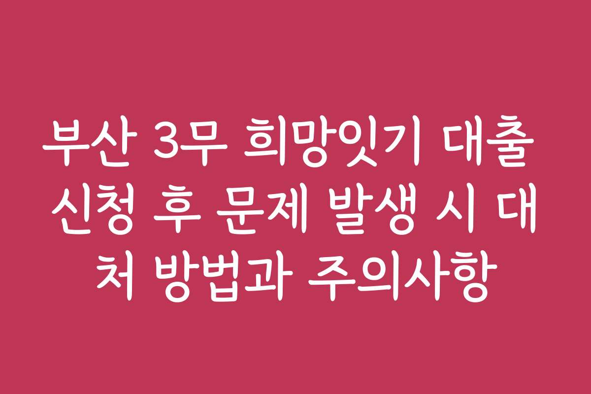 부산 3무 희망잇기 대출 신청 후 문제 발생 시 대처 방법과 주의사항