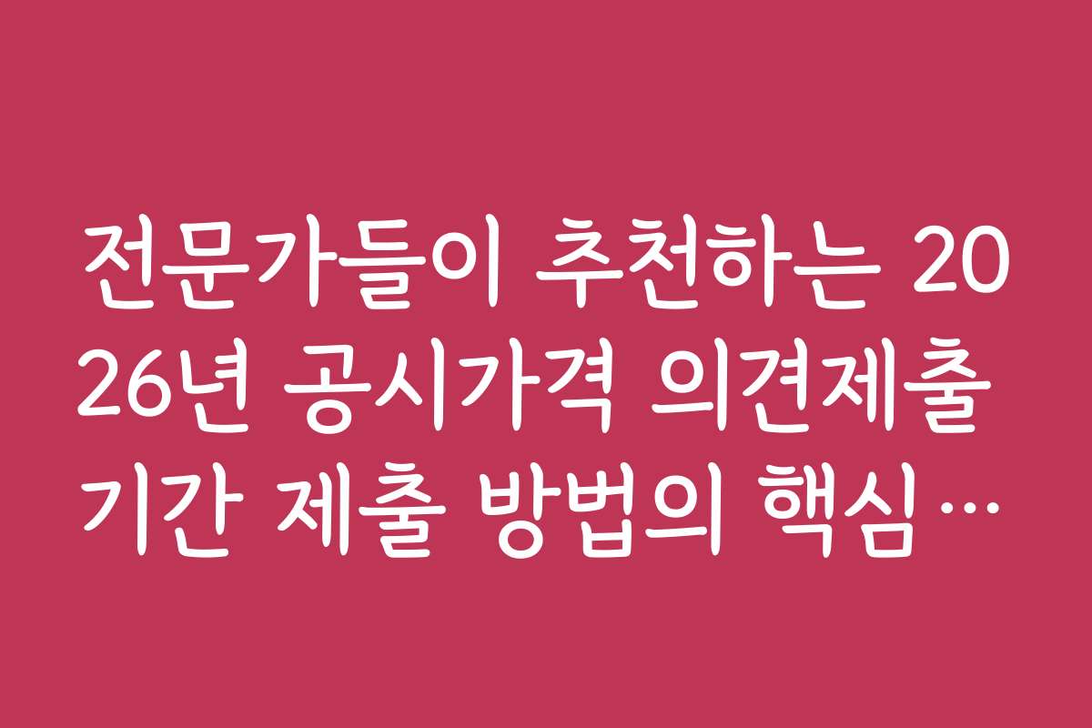 전문가들이 추천하는 2026년 공시가격 의견제출 기간 제출 방법의 핵심 포인트