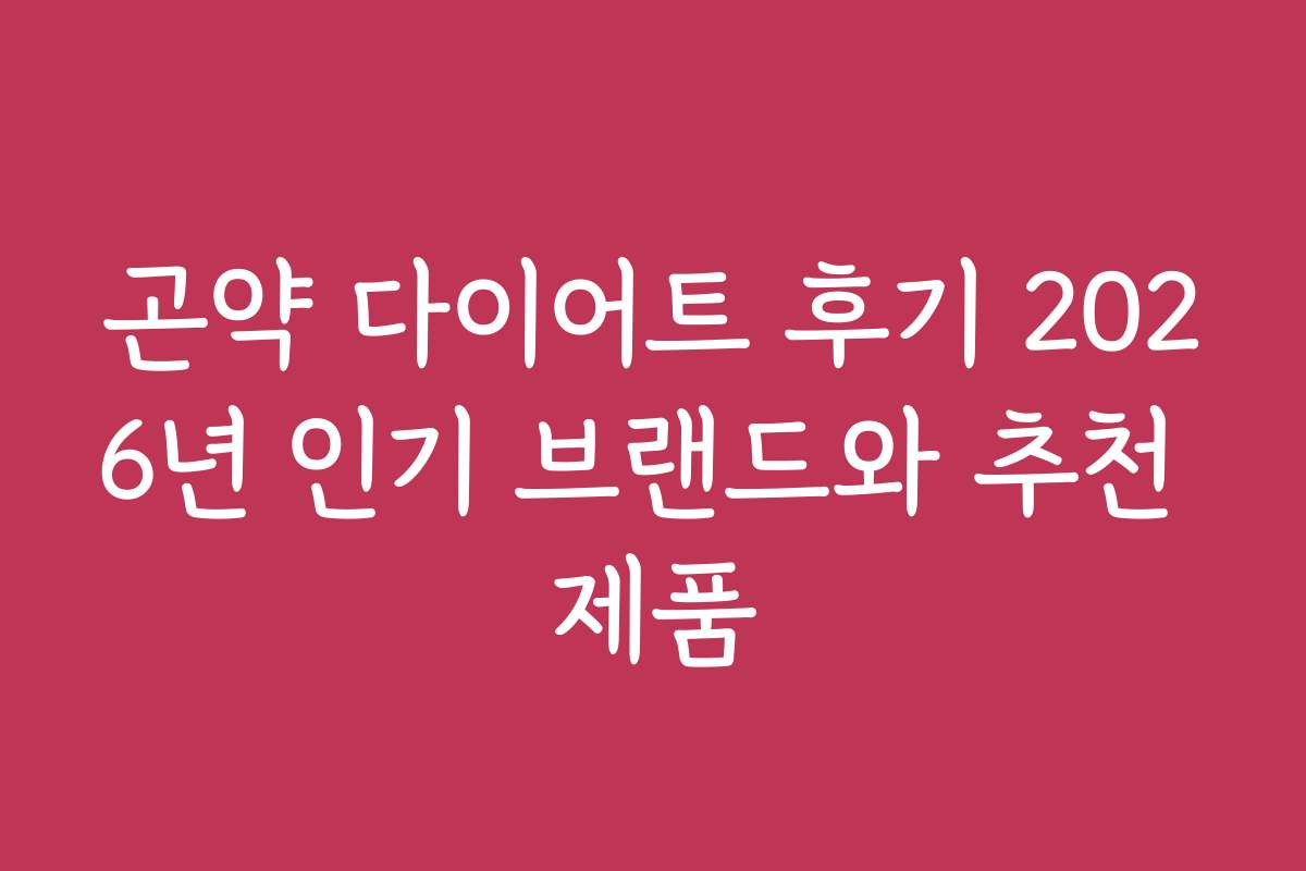 곤약 다이어트 후기 2026년 인기 브랜드와 추천 제품