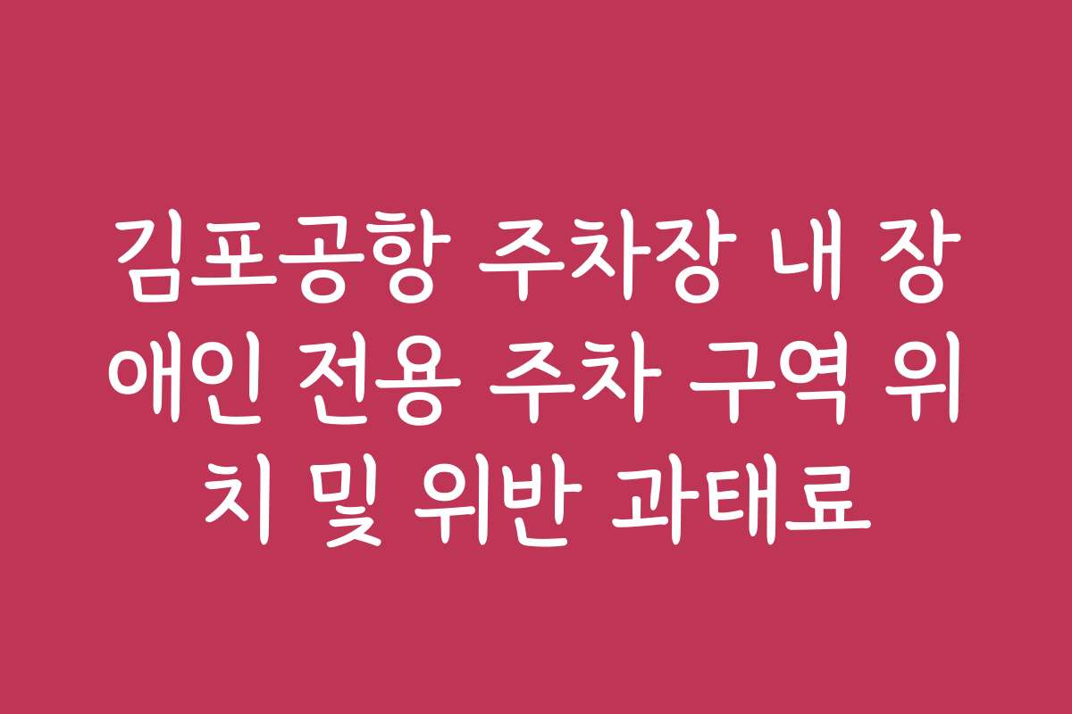 김포공항 주차장 내 장애인 전용 주차 구역 위치 및 위반 과태료