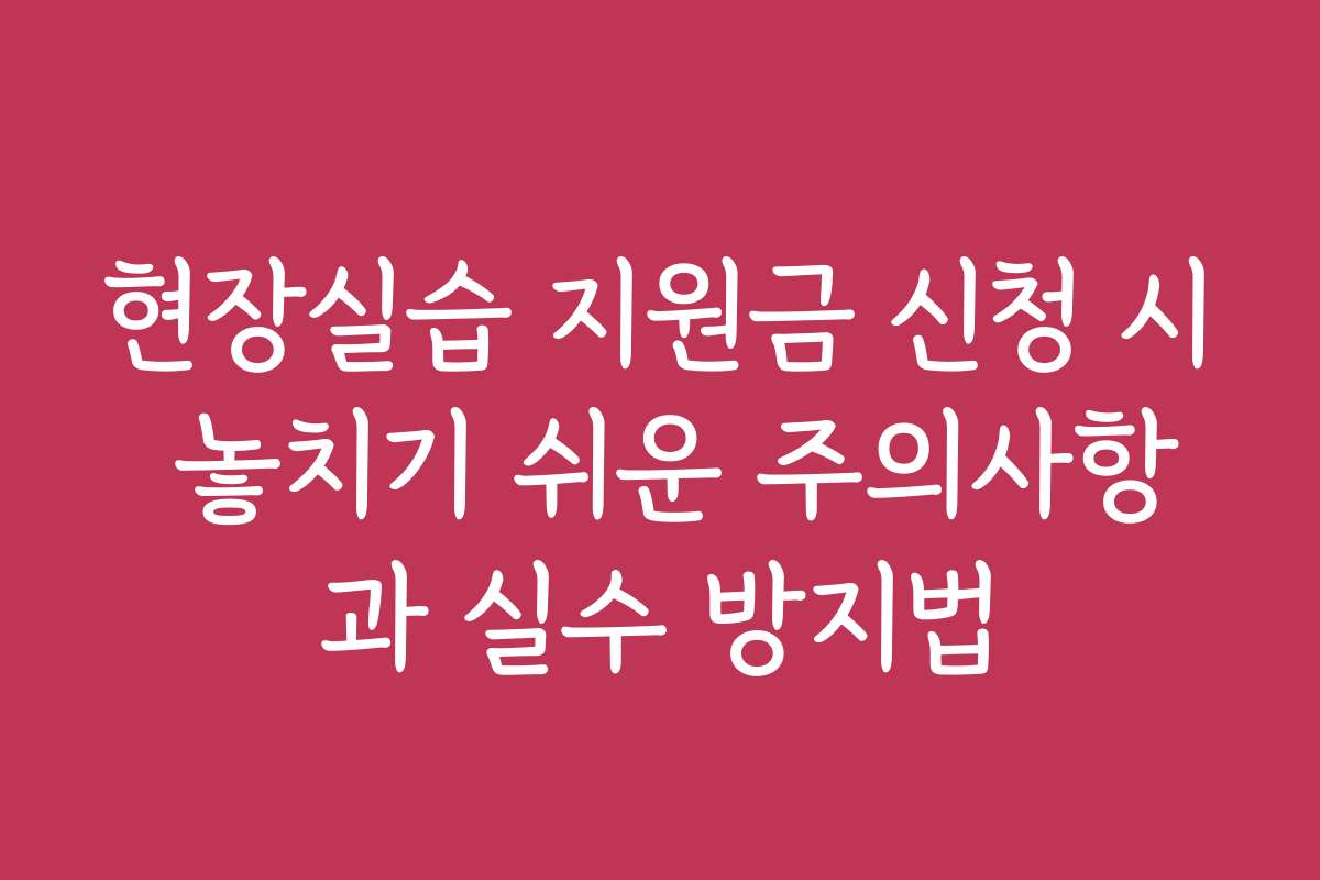 현장실습 지원금 신청 시 놓치기 쉬운 주의사항과 실수 방지법 현장실습 지원금 신청 시 놓치기 쉬운 주의사항과 실수 방지법