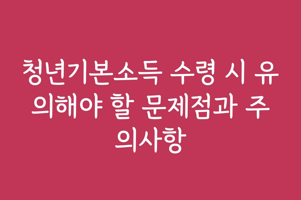 청년기본소득 수령 시 유의해야 할 문제점과 주의사항