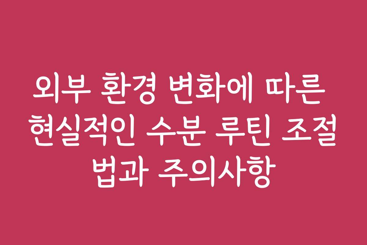 외부 환경 변화에 따른 현실적인 수분 루틴 조절법과 주의사항