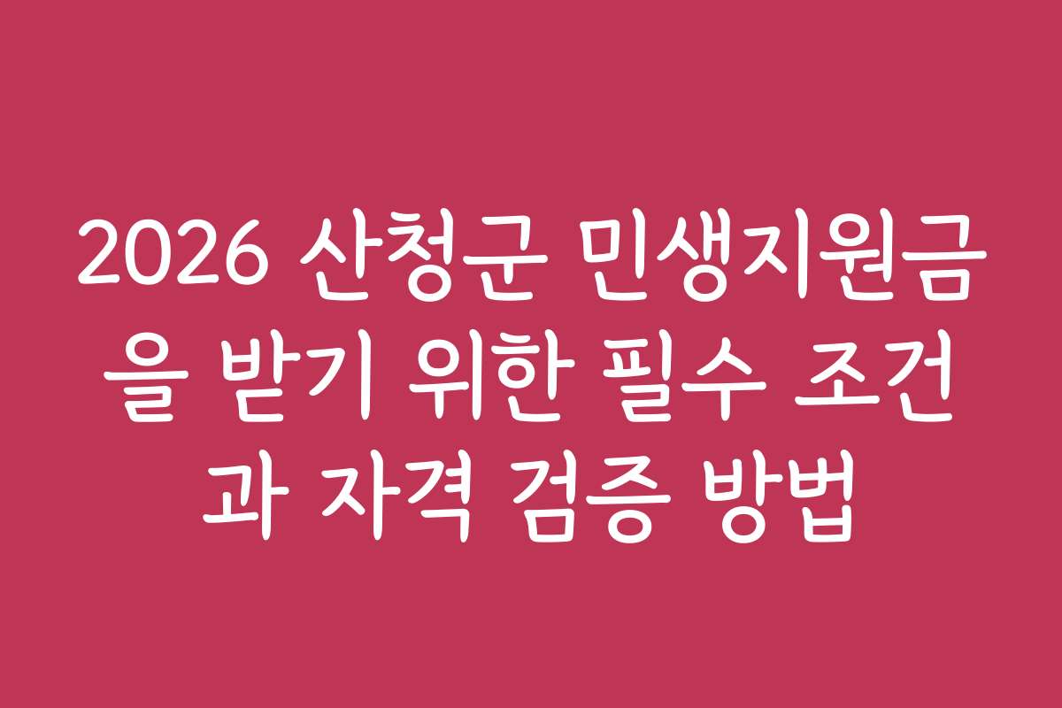 2026 산청군 민생지원금을 받기 위한 필수 조건과 자격 검증 방법