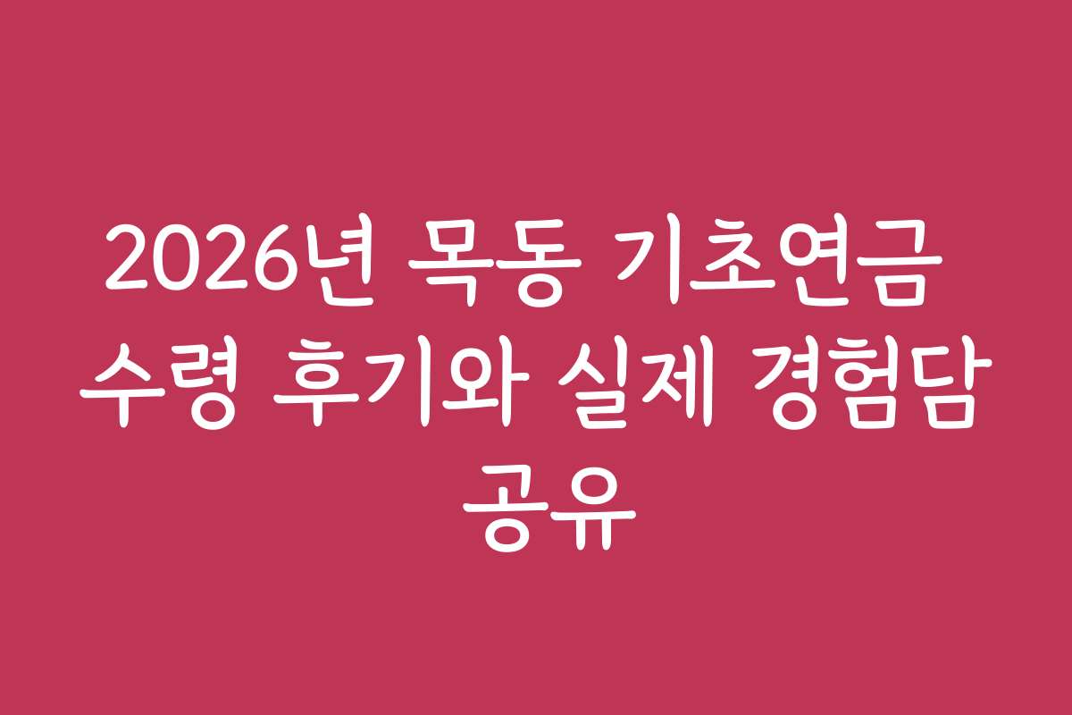 2026년 목동 기초연금 수령 후기와 실제 경험담 공유