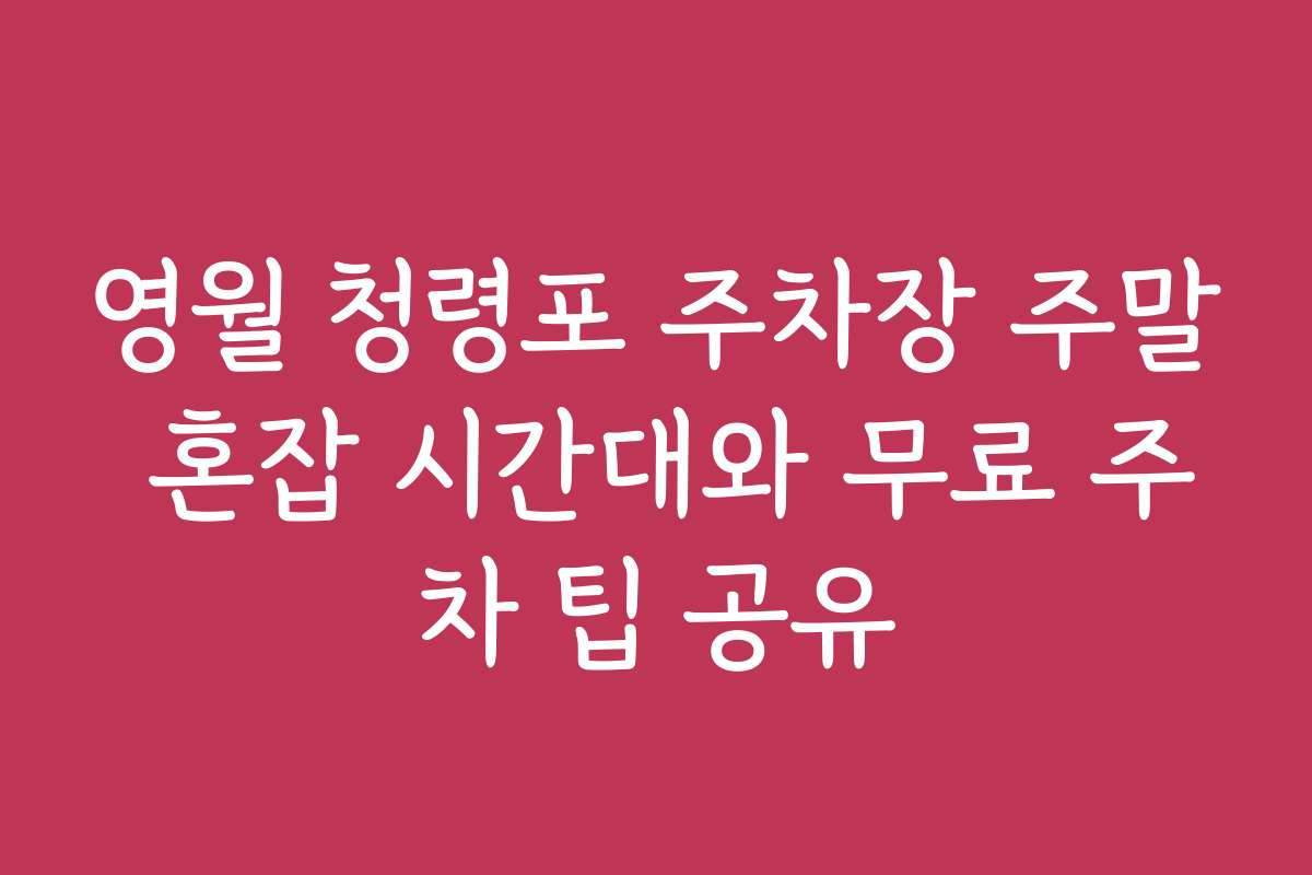 영월 청령포 주차장 주말 혼잡 시간대와 무료 주차 팁 공유