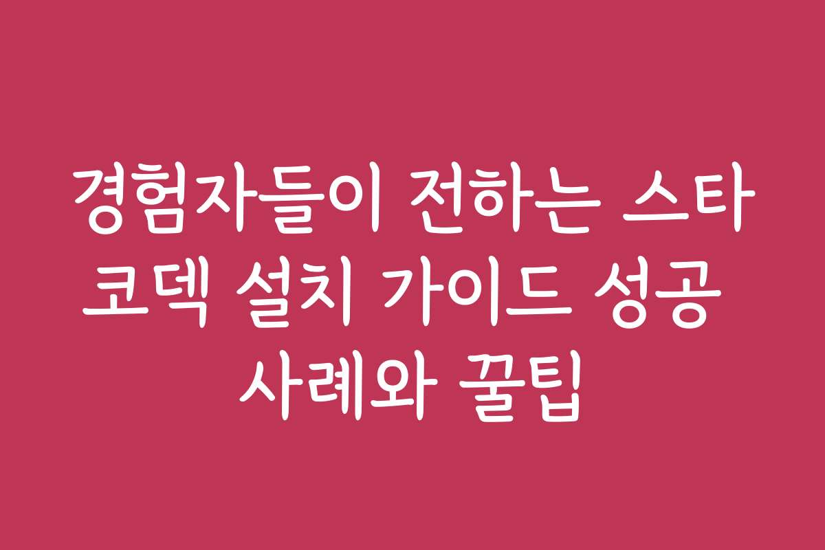 경험자들이 전하는 스타코덱 설치 가이드 성공 사례와 꿀팁