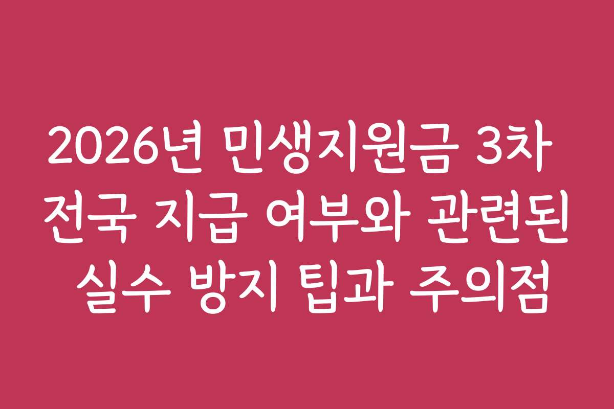 2026년 민생지원금 3차 전국 지급 여부와 관련된 실수 방지 팁과 주의점