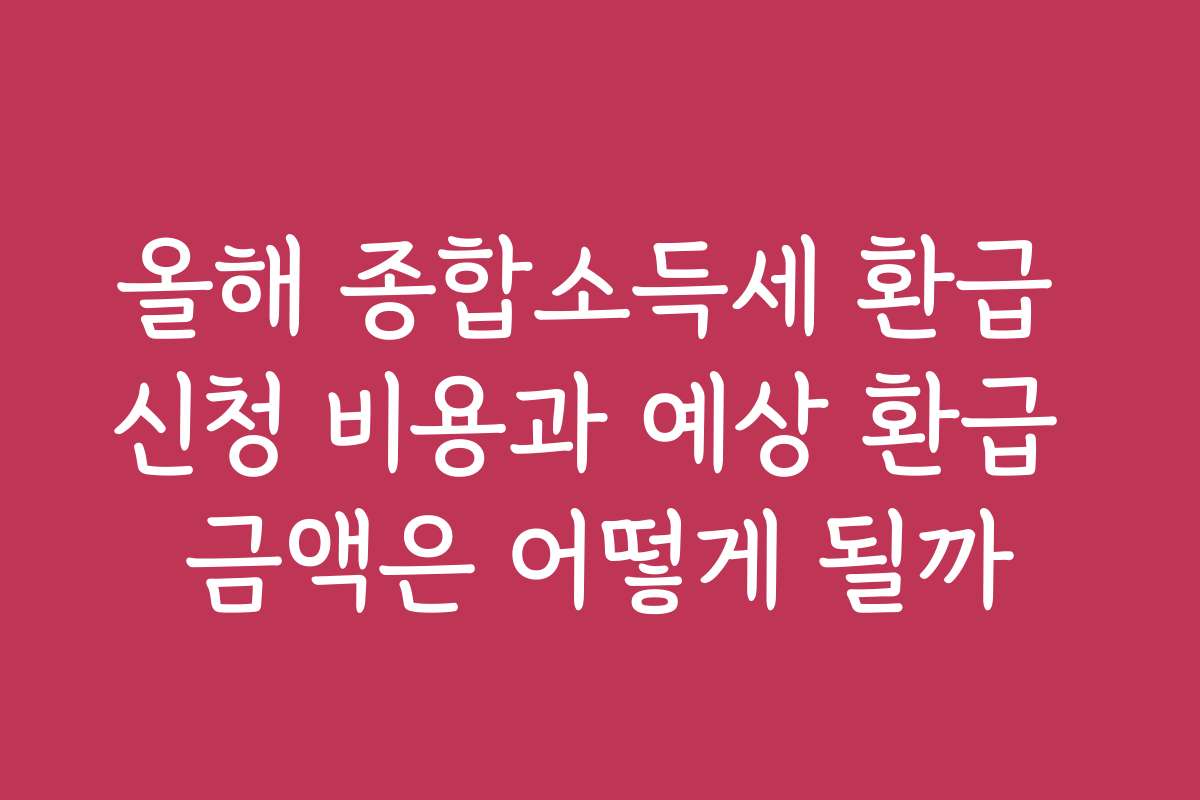 올해 종합소득세 환급 신청 비용과 예상 환급 금액은 어떻게 될까