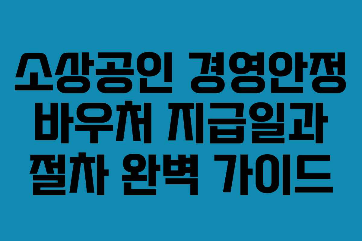 소상공인 경영안정 바우처 지급일과 절차 완벽 가이드