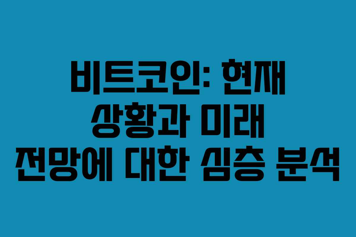 비트코인: 현재 상황과 미래 전망에 대한 심층 분석