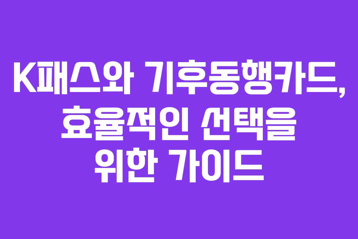 K패스와 기후동행카드, 효율적인 선택을 위한 가이드