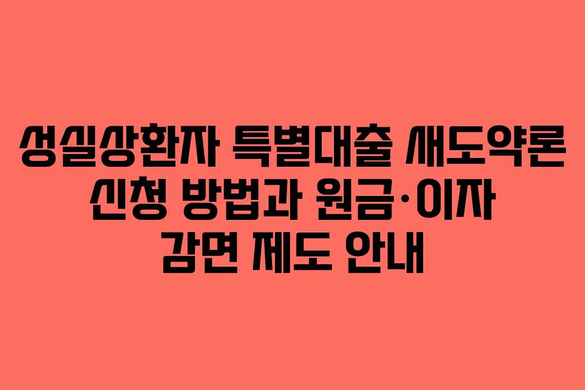 성실상환자 특별대출 새도약론 신청 방법과 원금&middot;이자 감면 제도 안내