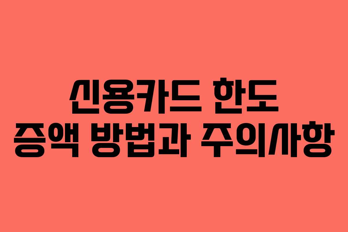 신용카드 한도 증액 방법과 주의사항