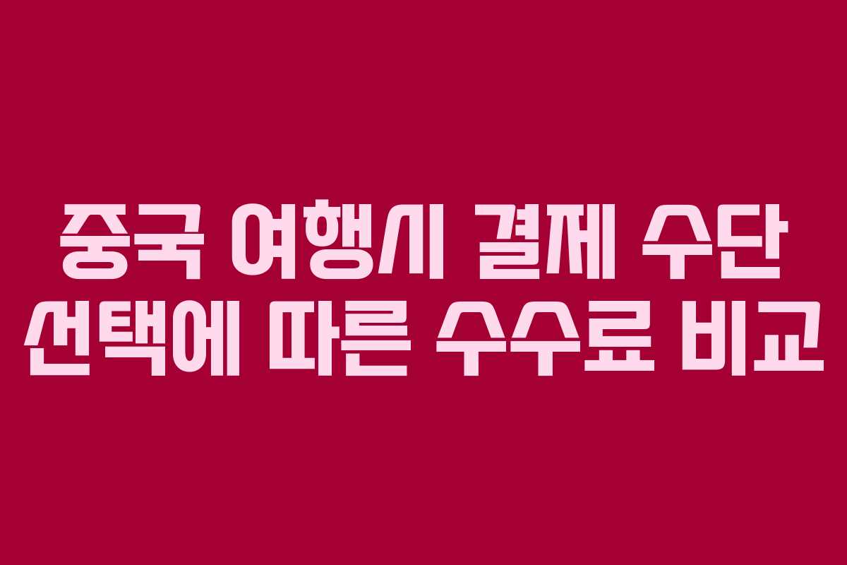 중국 여행시 결제 수단 선택에 따른 수수료 비교
