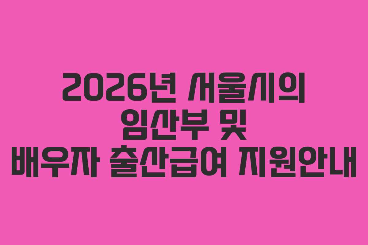2026년 서울시의 임산부 및 배우자 출산급여 지원안내