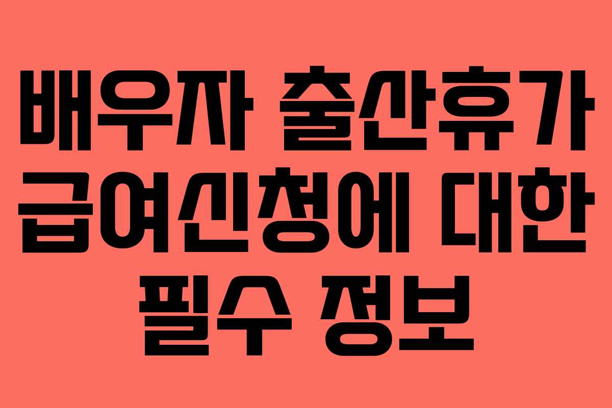 배우자 출산휴가 급여신청에 대한 필수 정보