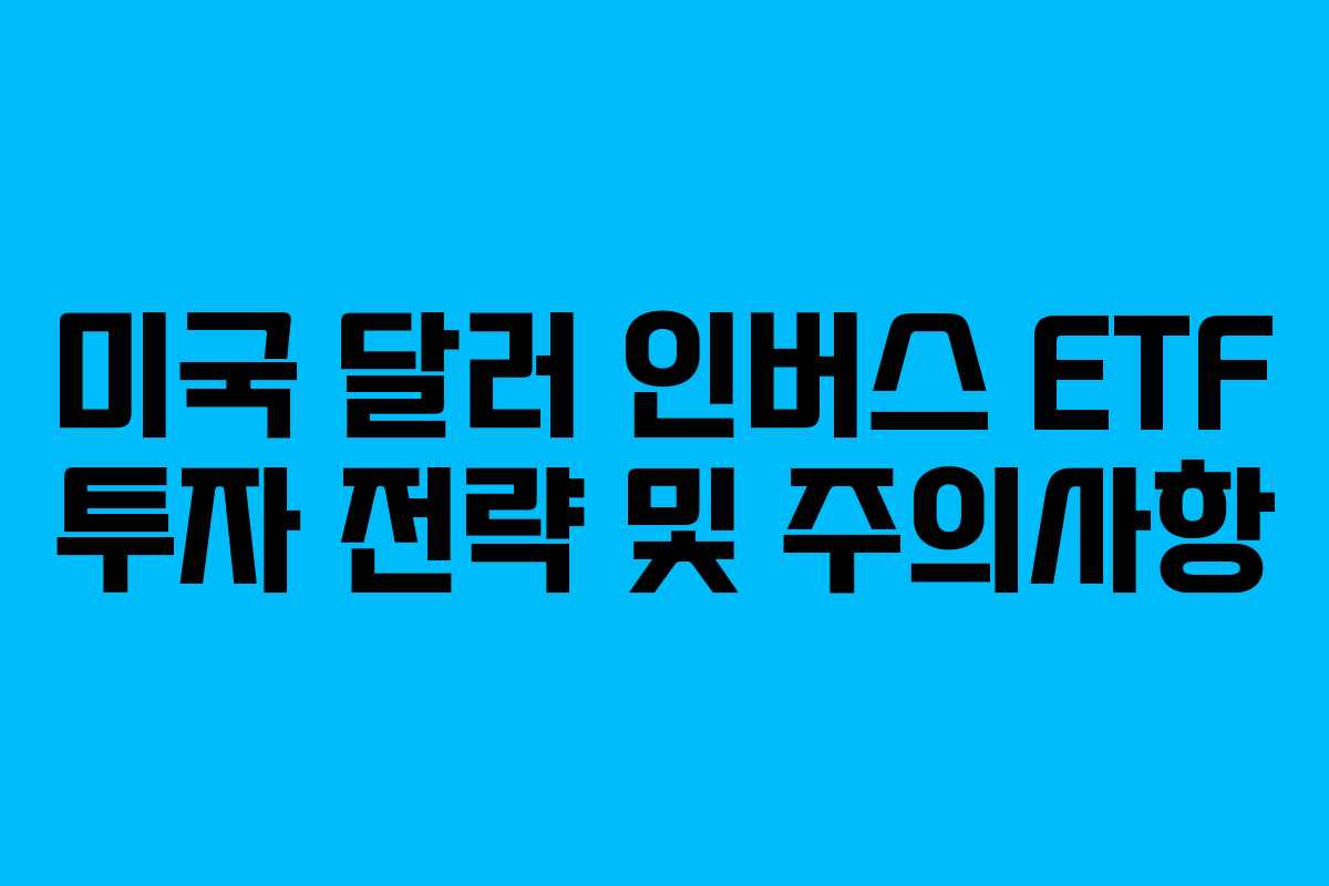 미국 달러 인버스 ETF 투자 전략 및 주의사항