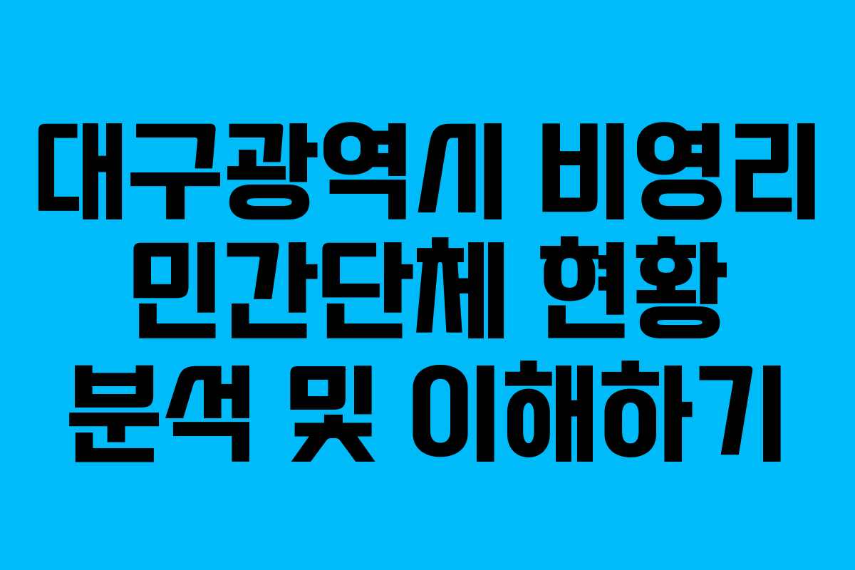 대구광역시 비영리 민간단체 현황 분석 및 이해하기
