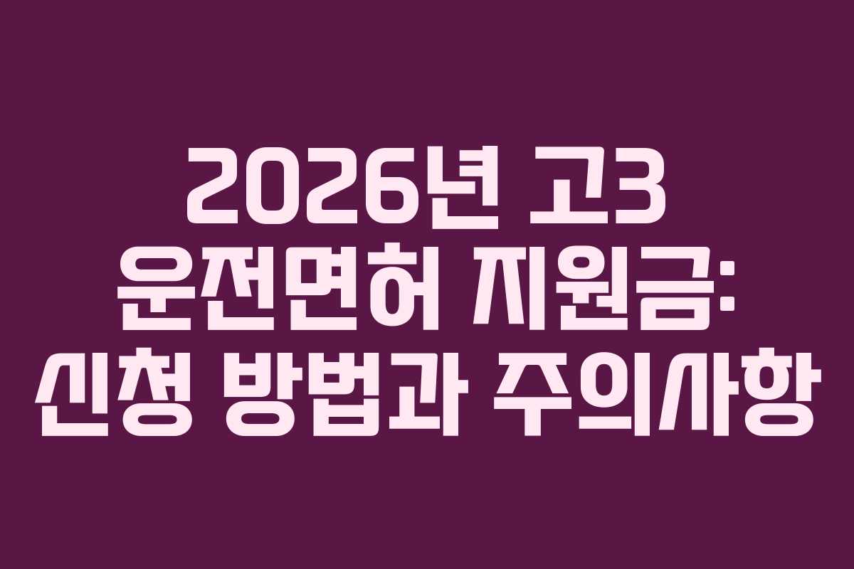 2026년 고3 운전면허 지원금: 신청 방법과 주의사항