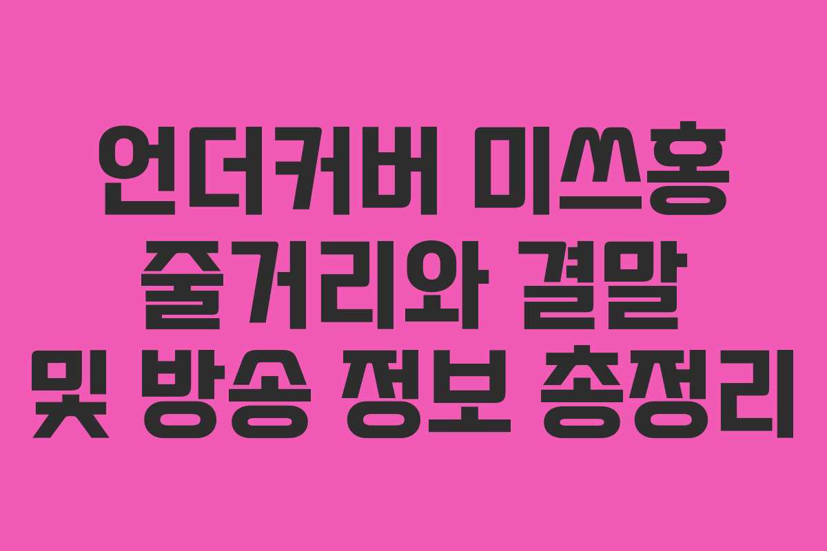 언더커버 미쓰홍 줄거리와 결말 및 방송 정보 총정리