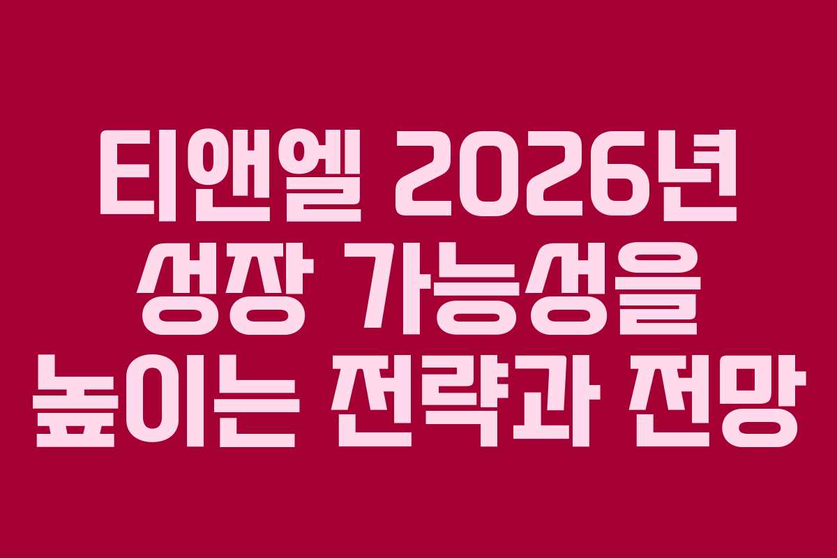 티앤엘 2026년 성장 가능성을 높이는 전략과 전망