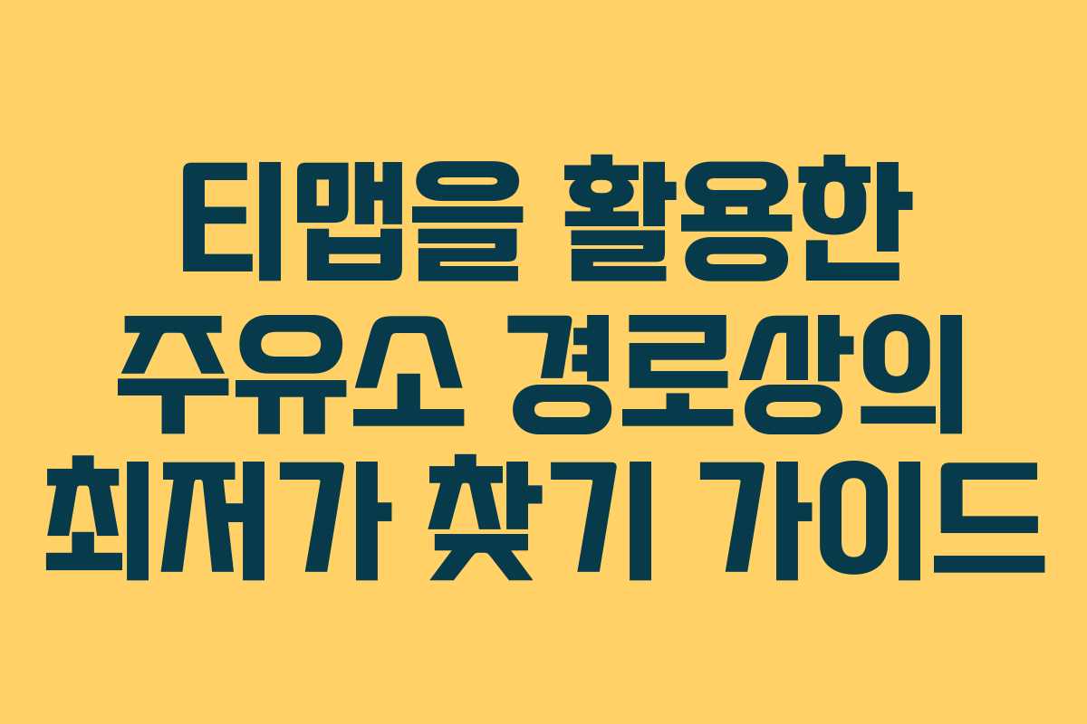 티맵을 활용한 주유소 경로상의 최저가 찾기 가이드