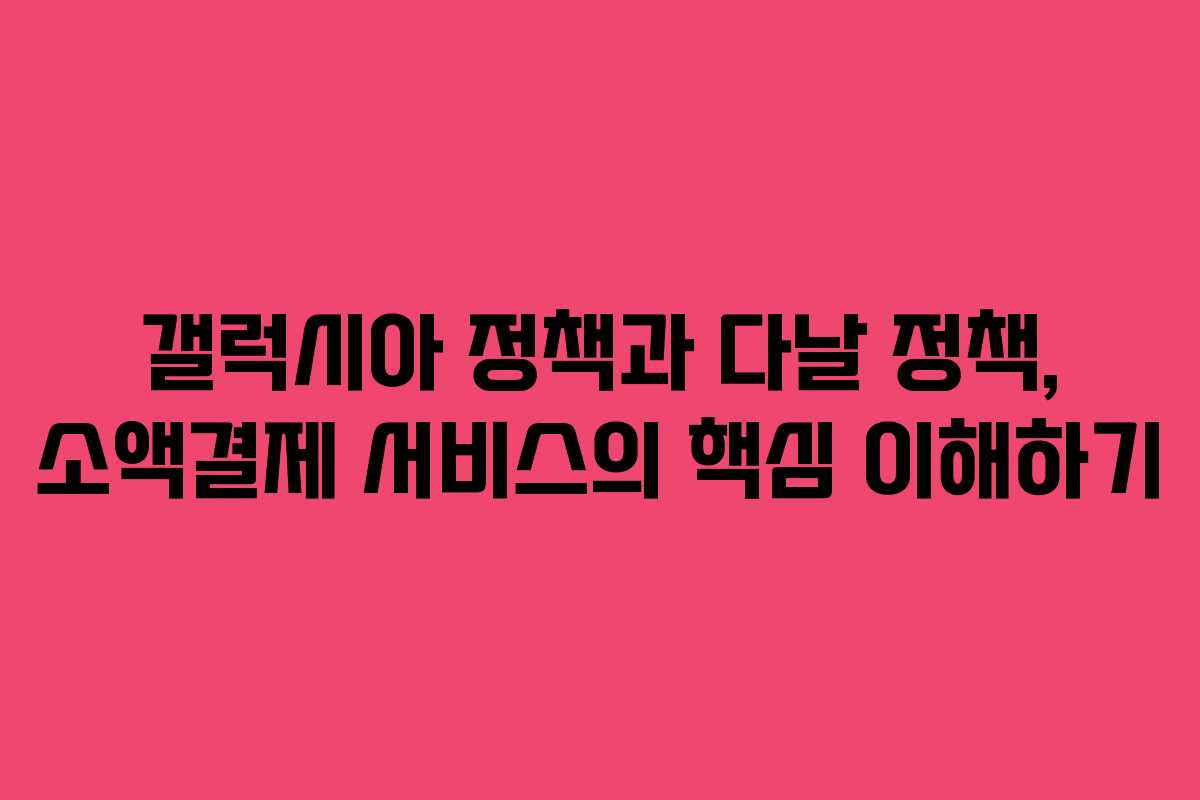갤럭시아 정책과 다날 정책, 소액결제 서비스의 핵심 이해하기