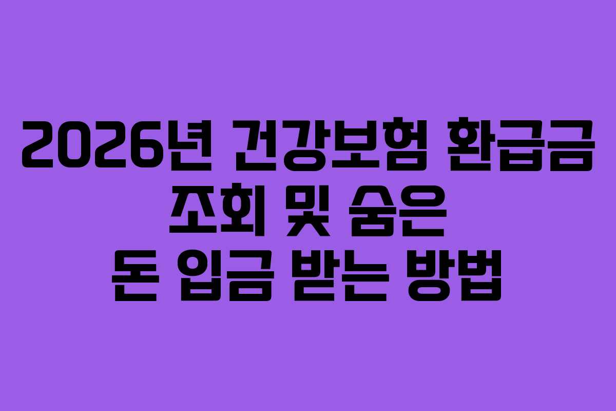 2026년 건강보험 환급금 조회 및 숨은 돈 입금 받는 방법