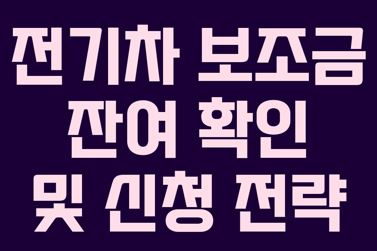 전기차 보조금 잔여 확인 및 신청 전략