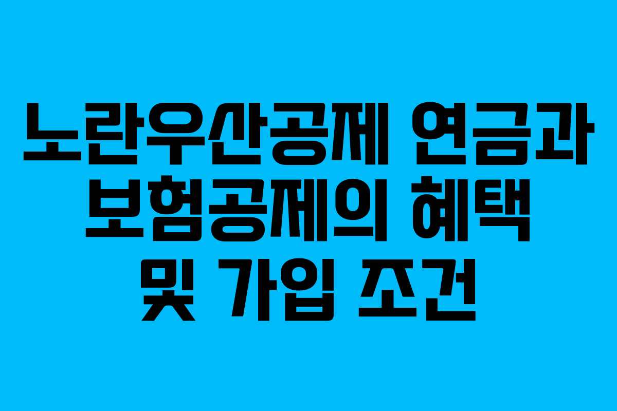 노란우산공제 연금과 보험공제의 혜택 및 가입 조건 노란우산공제 연금과 보험공제의 혜택 및 가입 조건