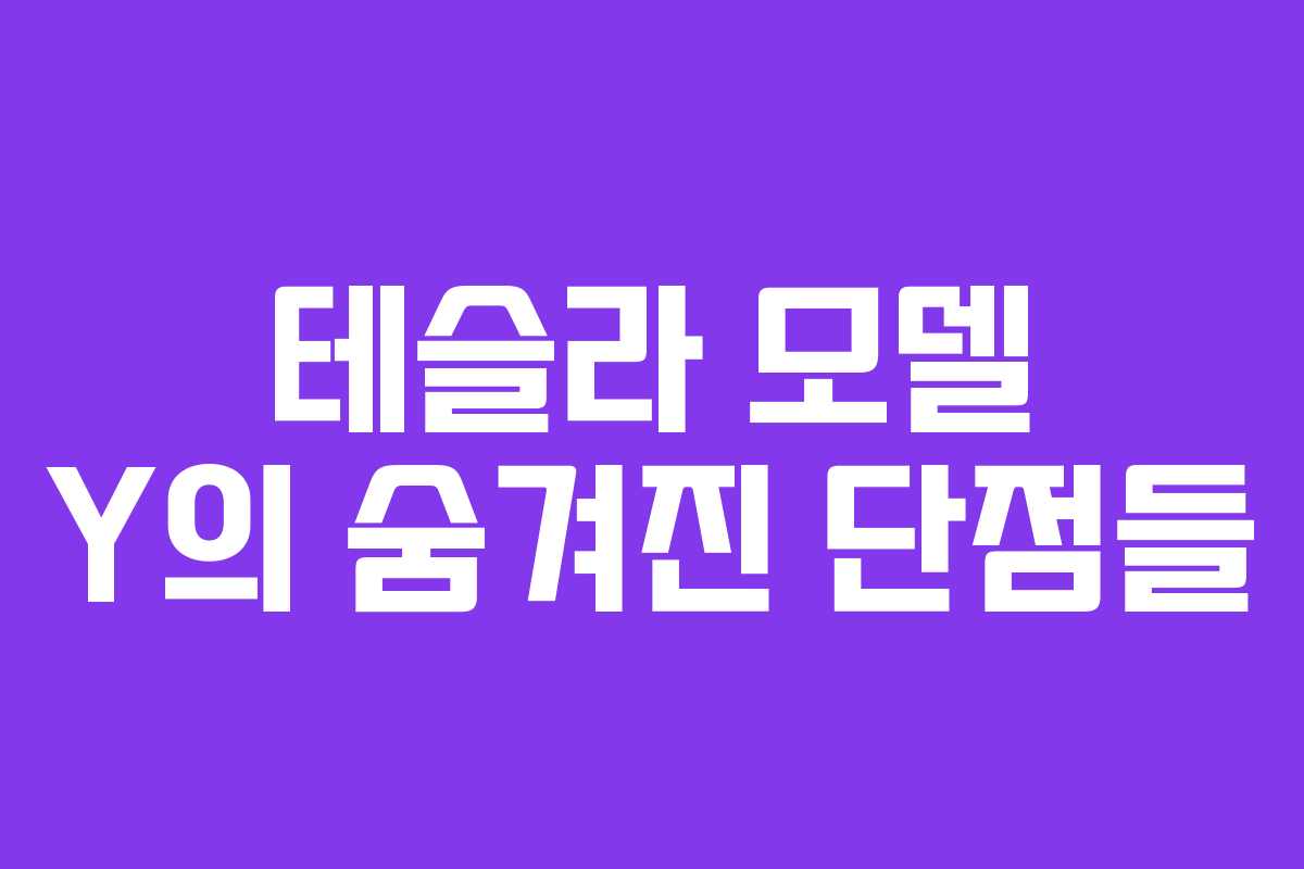 테슬라 모델 Y의 숨겨진 단점들