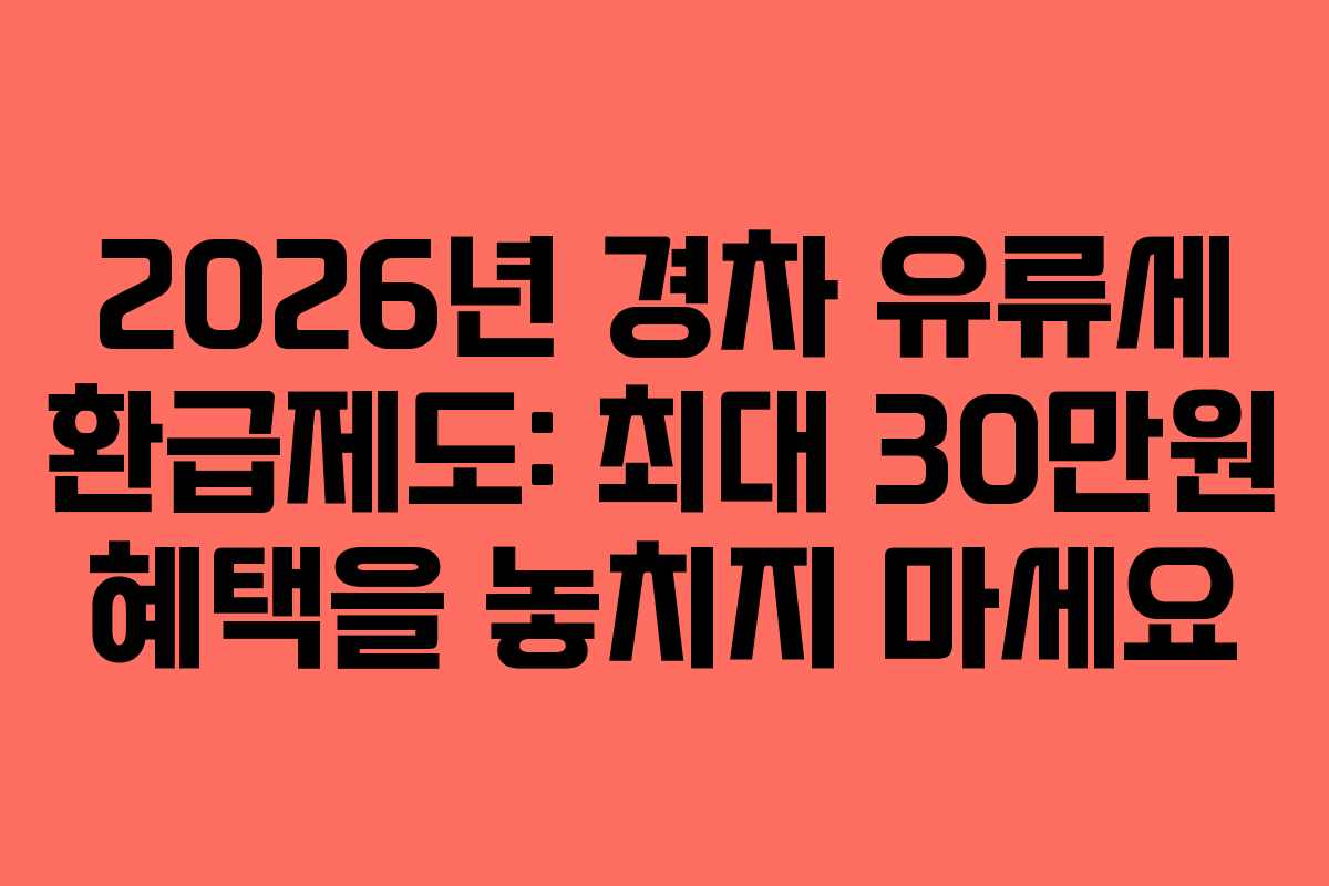2026년 경차 유류세 환급제도: 최대 30만원 혜택을 놓치지 마세요